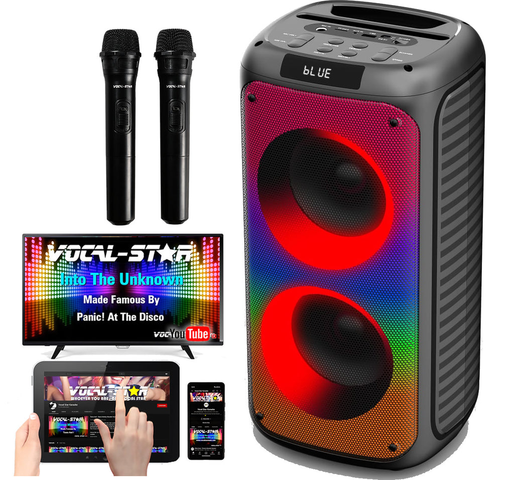 Vocal-Star VS-355 Portable Bluetooth Karaoke Machine With 2 Wireless Microphones